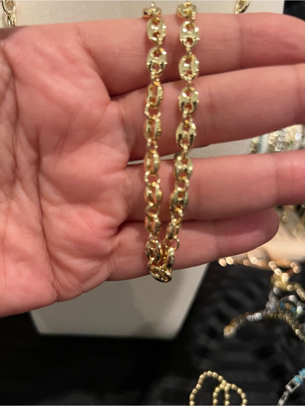 New 14K Gold Filled Puffed Mariner Link Necklace - Women's Gold Chain - 22 inch - Picture 5 of 5